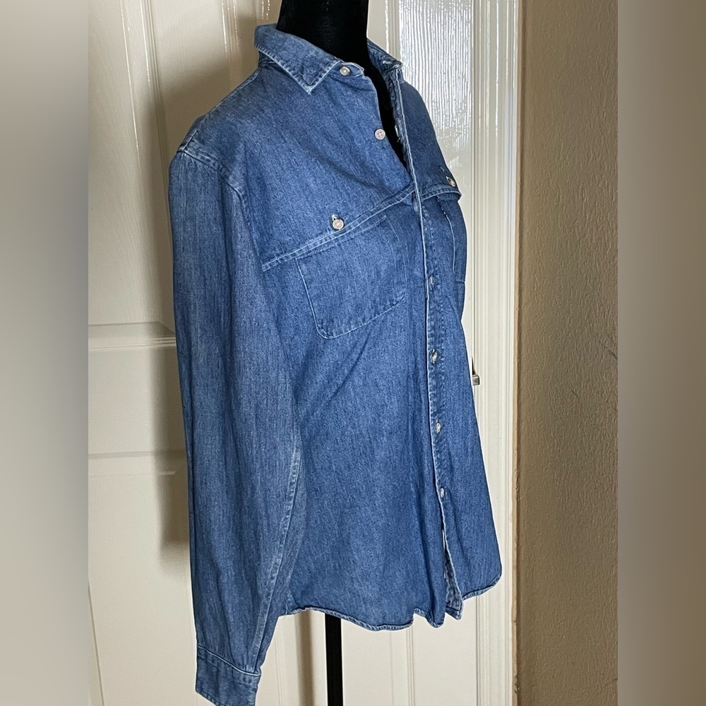 Vintage Polo Ralph Lauren  Denim Shirt/rain Flap Med​​​​​​​​​​​​​ - Picture 3 of 13